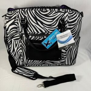 CALPAK Rolling Laptop Tote Carry-On Wheeled Travel Bag Zebra Print‎ 21"
